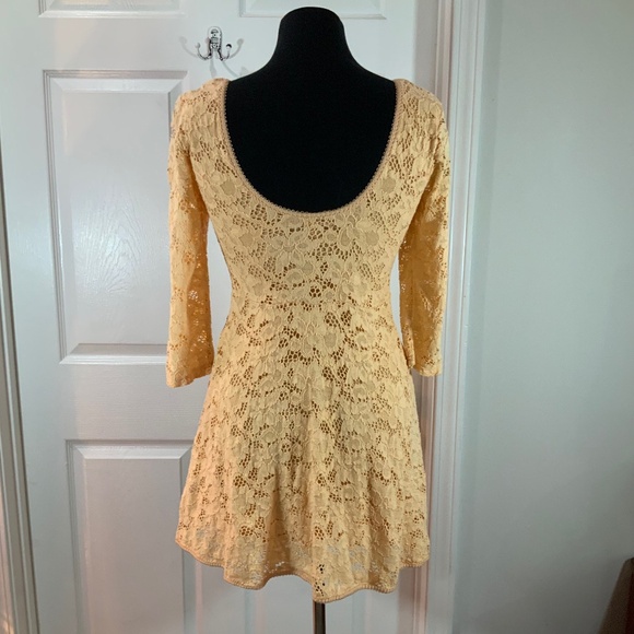 Free People Creamsicle Lace Boho Mini Dress Size Small - Picture 4 of 9